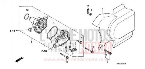 POMPE A EAU/PANNEAU ARRIERE GAUCHE VT750C27 de 2007